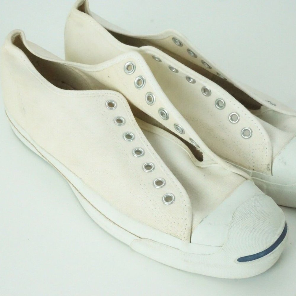 Converse Jack Purcell VINTAGE Made in USA White Canvas Sneakers Sz 11